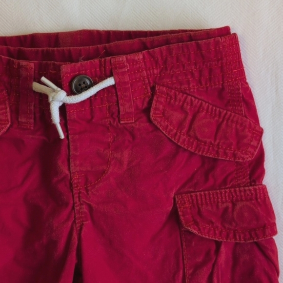 babyGap red cotton twill pull-on cargo utility shorts 12-18 months baby boy - Picture 2 of 6